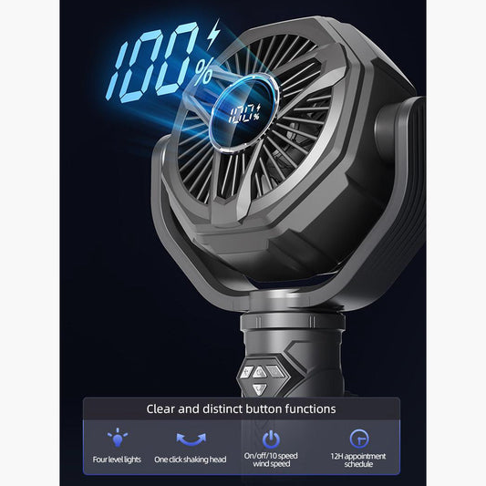 Tech Floor Fan | Remote Control | Inbuilt Light | Adjustable Height, 10 Speed Settings, LED Light & Long Battery Life