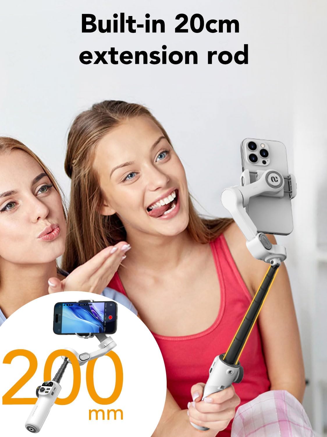 Smart Gimbal Stabilizer for MOBILE with OLED Display,White