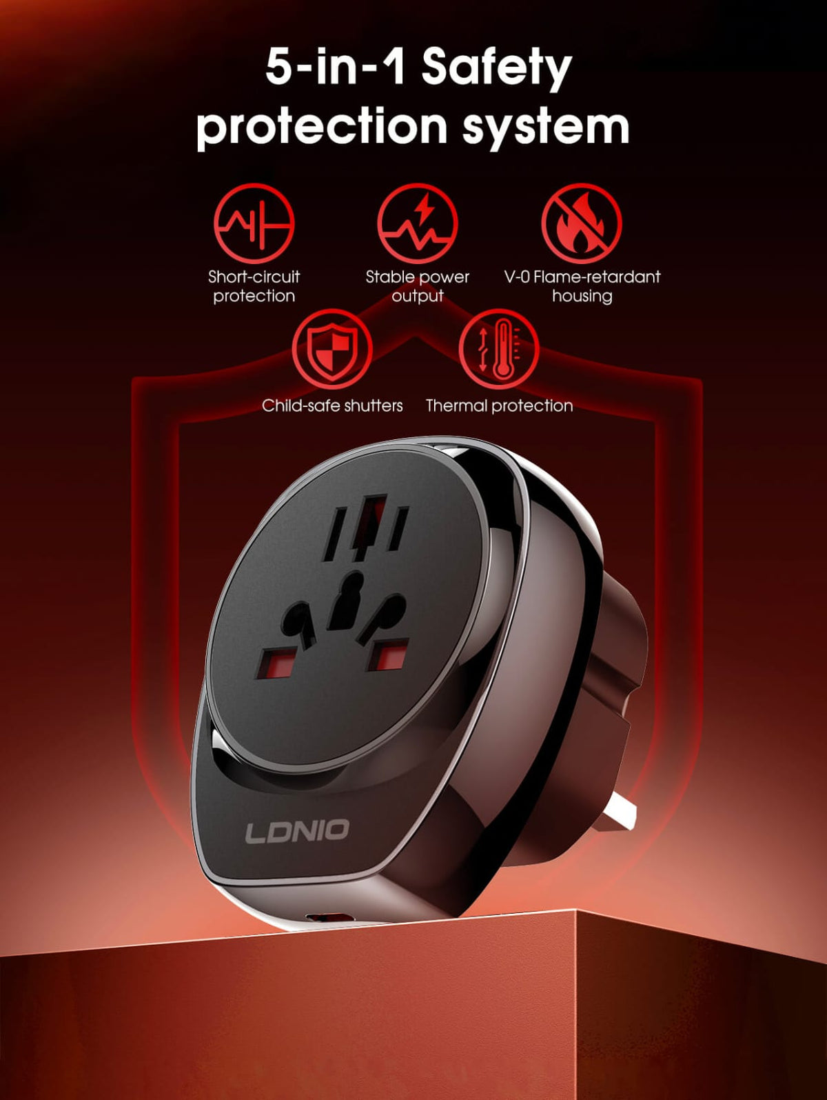 LDNIO Universal Travel Adapter- UK/EU/AU/US