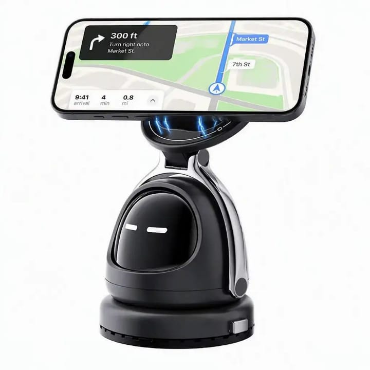 Attractive IC Phone Holder 360 Degree Rotating Cute Robot Phone Stand- Expression Display Desktop Phone stand