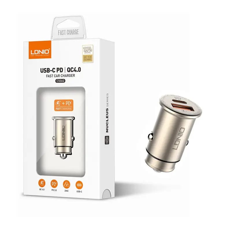 LDNIO Car charger 30W Ultra Mini Zinc Alloy Shell Fast Car Charger USB Portal