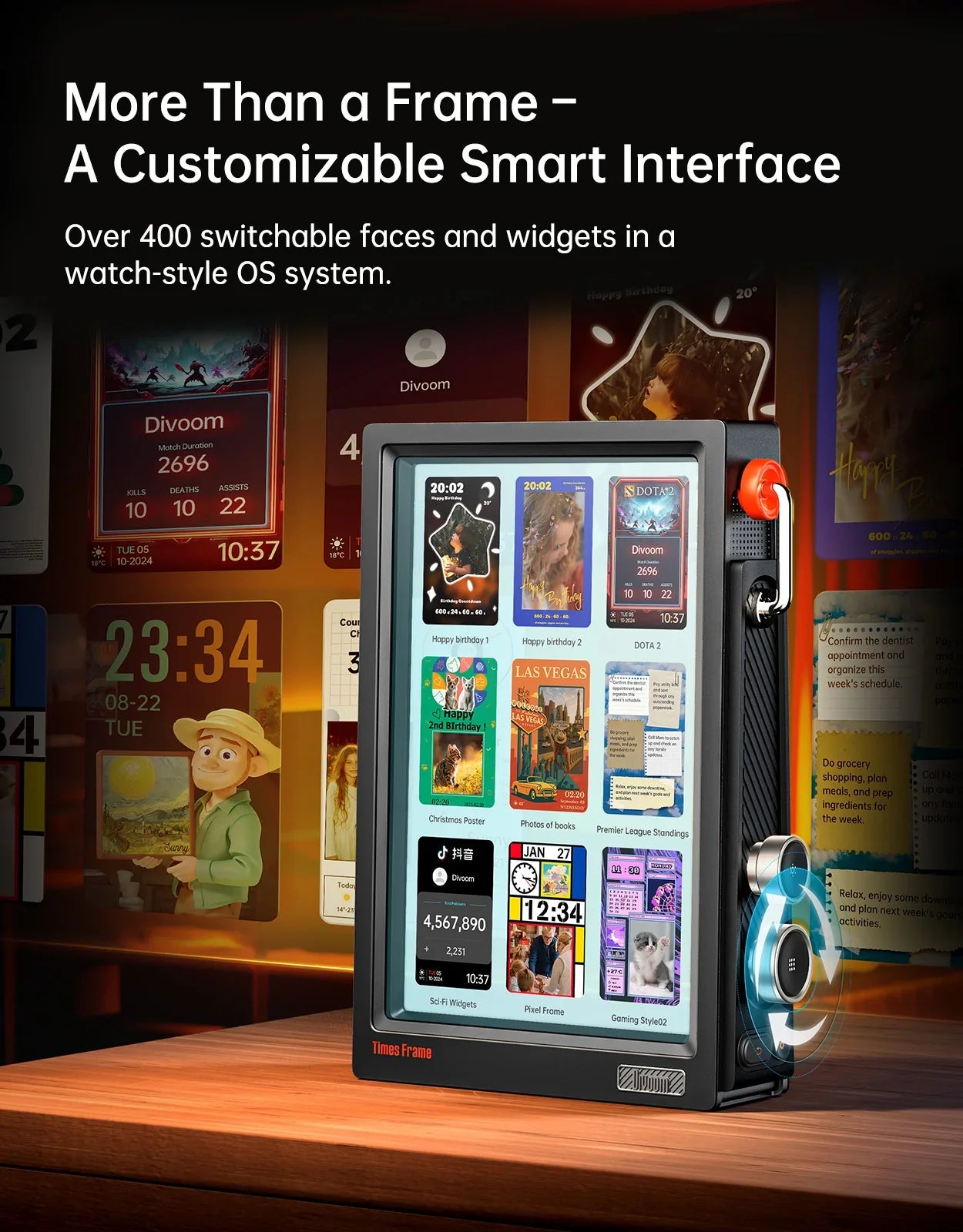 Divoom Times Frame | Transparent IPS Digital Picture Frame | WiFi Smart Display | 64GB Storage | Custom Clocks, Weather, Finance & Pixel Art | Premium Home Decor