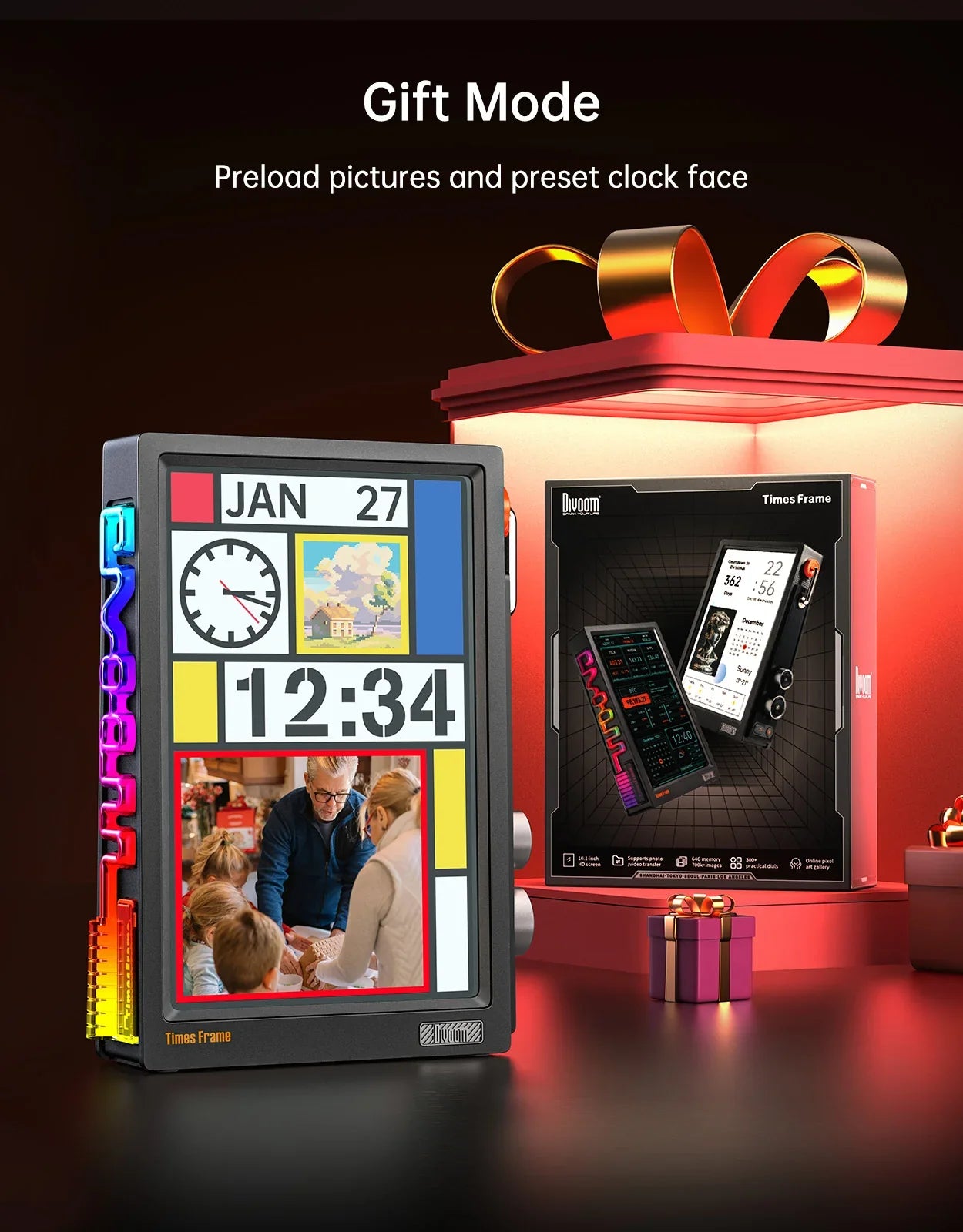 Divoom Times Frame | Transparent IPS Digital Picture Frame | WiFi Smart Display | 64GB Storage | Custom Clocks, Weather, Finance & Pixel Art | Premium Home Decor