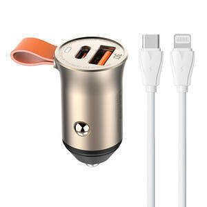 LDNIO Car Charger | 48W Fast Charging Dual USB & Type-C Car Adapter | Smart Power Distribution | Compact Alloy Design | Gold