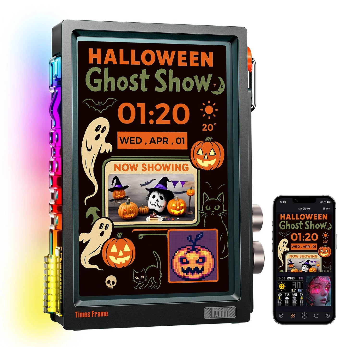 Divoom Times Frame | Transparent IPS Digital Picture Frame | WiFi Smart Display | 64GB Storage | Custom Clocks, Weather, Finance & Pixel Art | Premium Home Decor