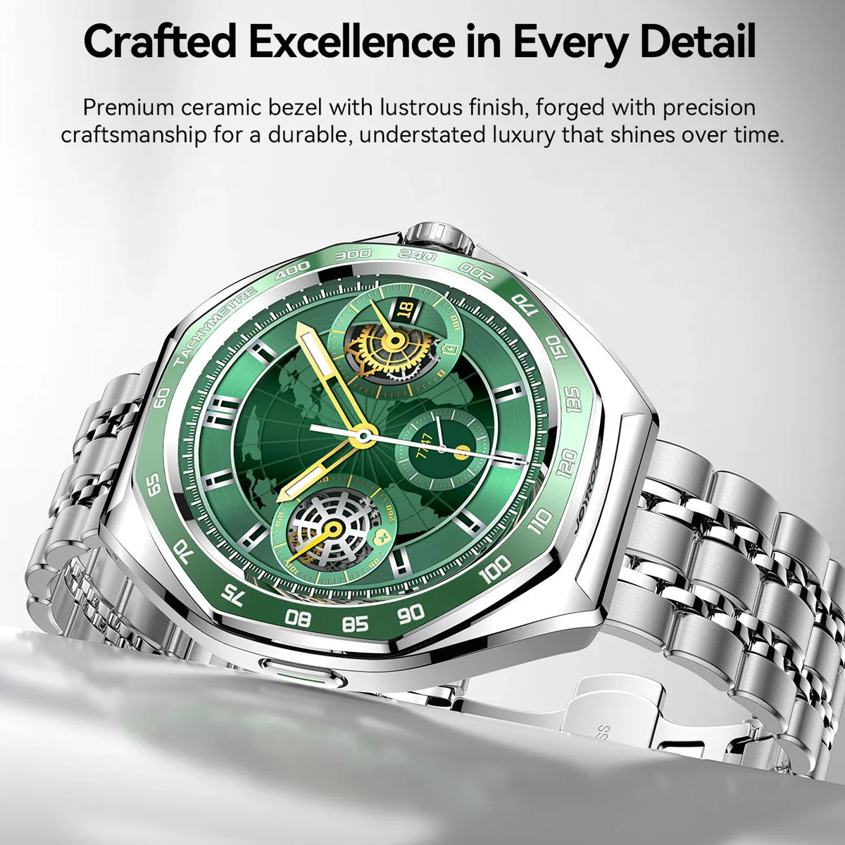 Joyroom JR-FV2 Pro Smart Watch | Green | BT Calling | Amoled | Stainless Steel