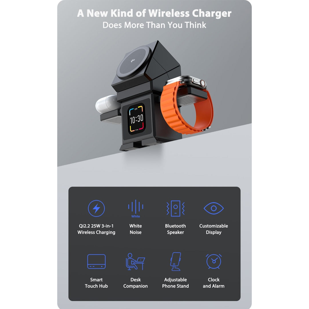 All in One Bot | 25W Wireless Charger, BT Speaker,Sleep Buddy