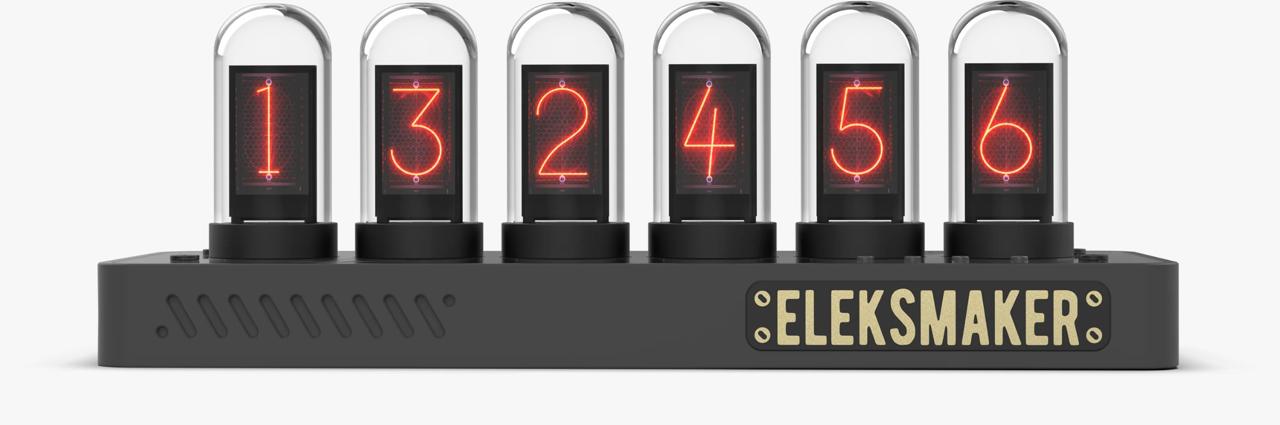 Tube Clock | Eleks IPS Digital Retro Clock | Customizable Nixie-Inspired Display | Type-C Powered | Multi-Face IPS Screens | Premium Black