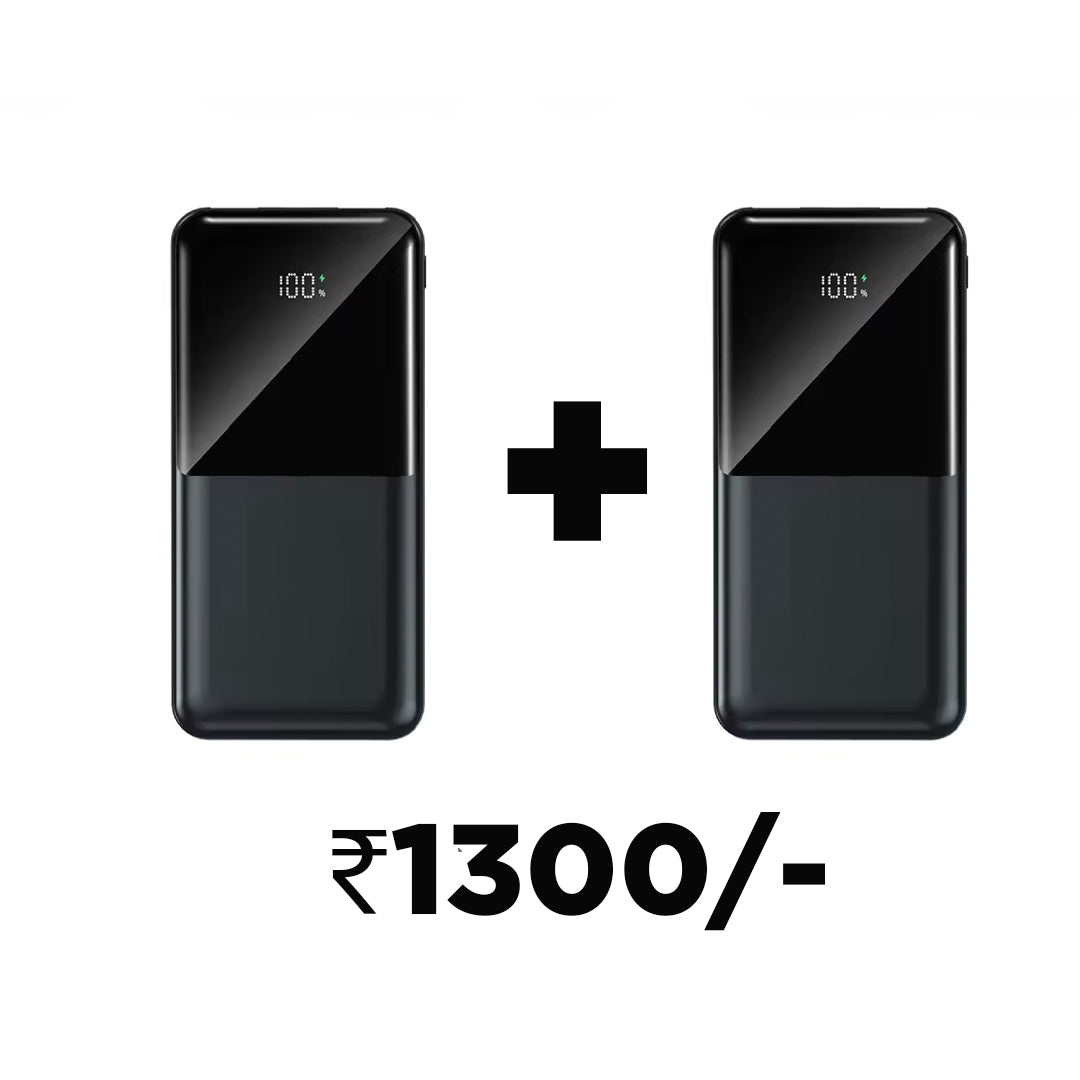Compact 10000mAh Powerbank | inbuilt Dual Cables | Fast Charge Compatible