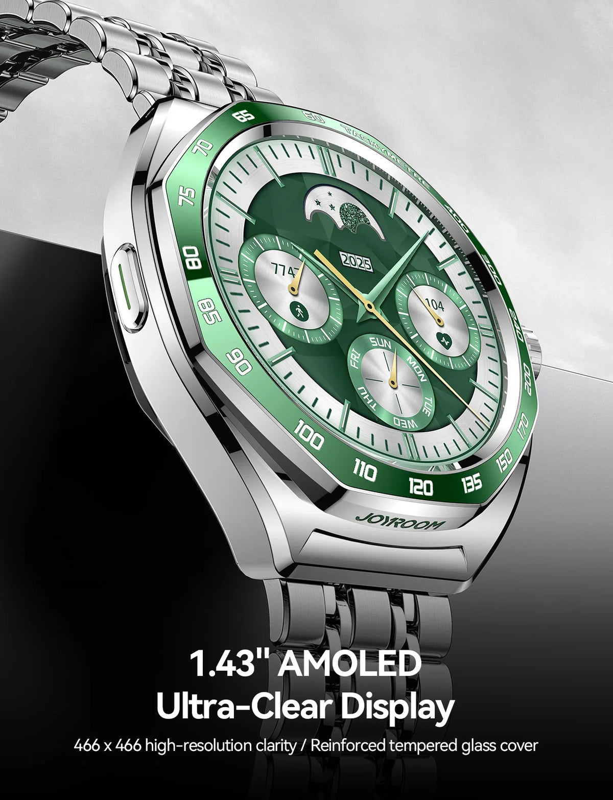 Joyroom JR-FV2 Pro Smart Watch | Green | BT Calling | Amoled | Stainless Steel
