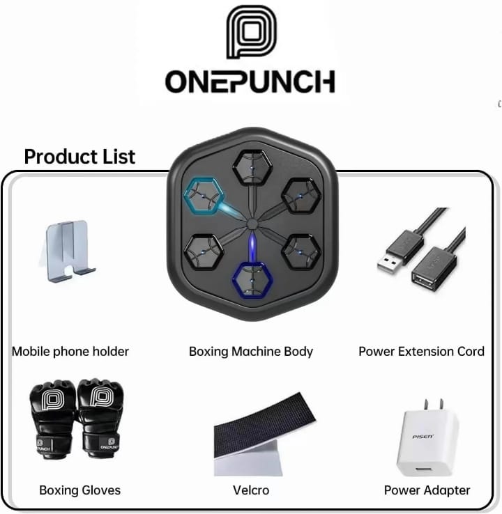One Punch Boxing Kit | Smart Reflex Punch Trainer | Digital Sensor with LED Display | Adjustable Speed & Power | Home Fitness & Stress Relief | Premium Black