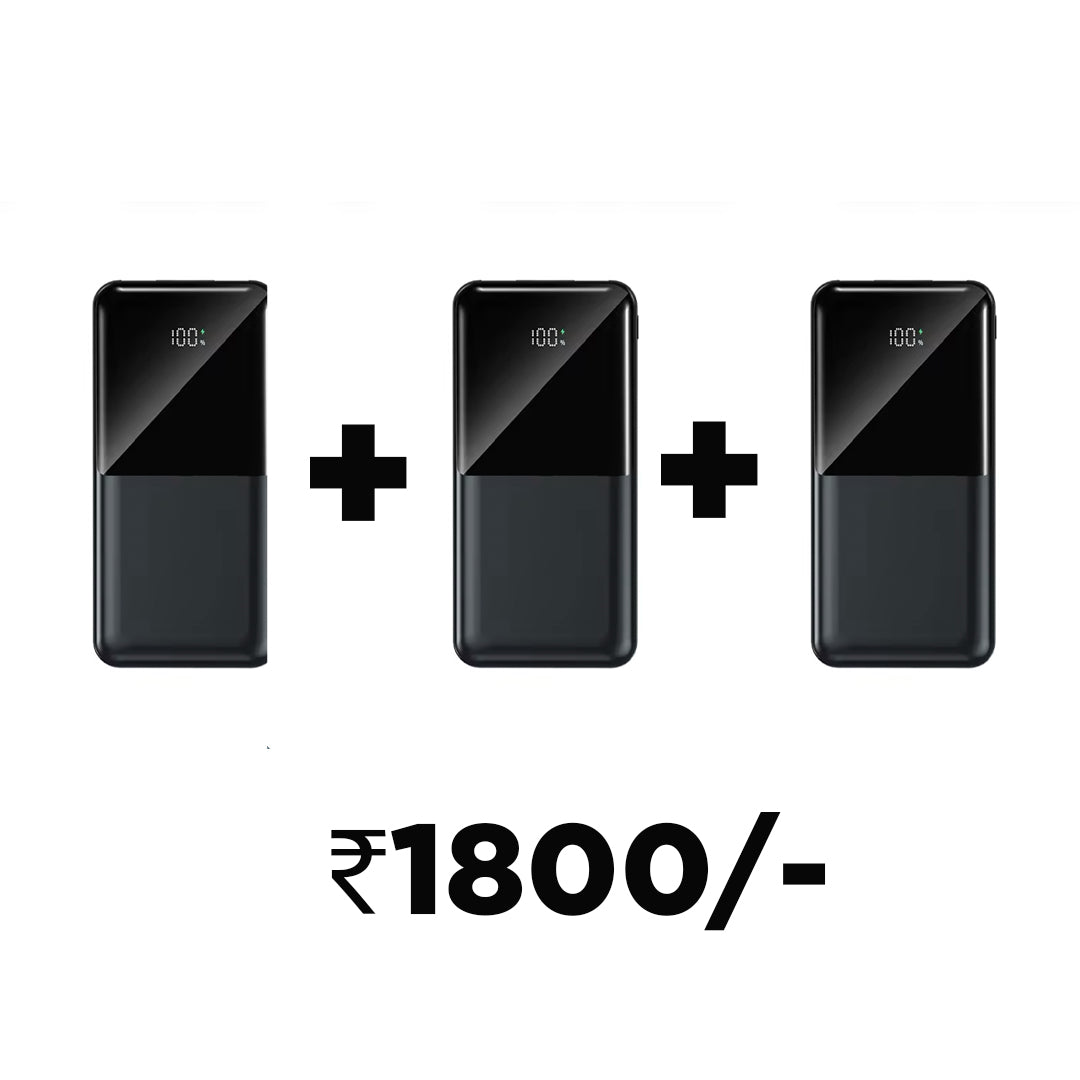 Compact 10000mAh Powerbank | inbuilt Dual Cables | Fast Charge Compatible