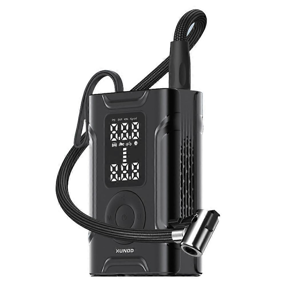 XUNDD Portable Smart Air Pump XDOT-071 | Digital Display | Fast Inflation | Rechargeable 4000mAh Battery | Auto Stop Function | Compact Tyre Inflator | Premium Black
