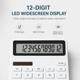 KACO 12-Digit Photoelectric Calculator – Dual Power Solar & Battery Calculator with Large LCD Display | Office, School & Home Calculator
