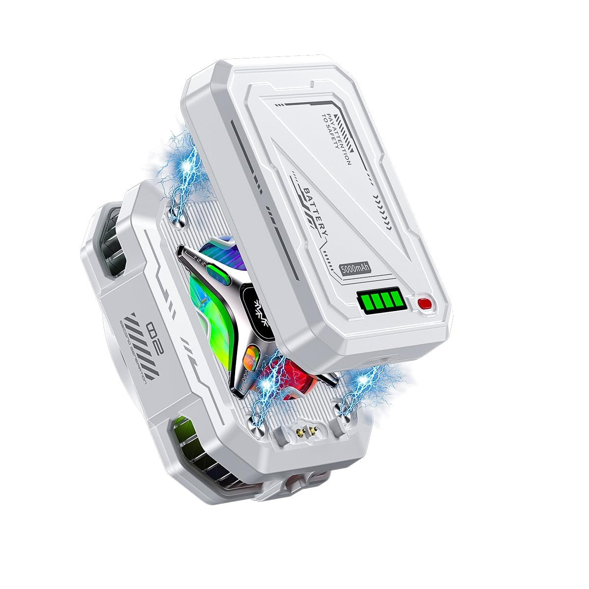 Magnetic Phone Cooler | Ultra-Fast Cooling Fan | RGB Lights | Silent Operation | USB Type-C Powered | Compatible with iPhone & Android | Premium White