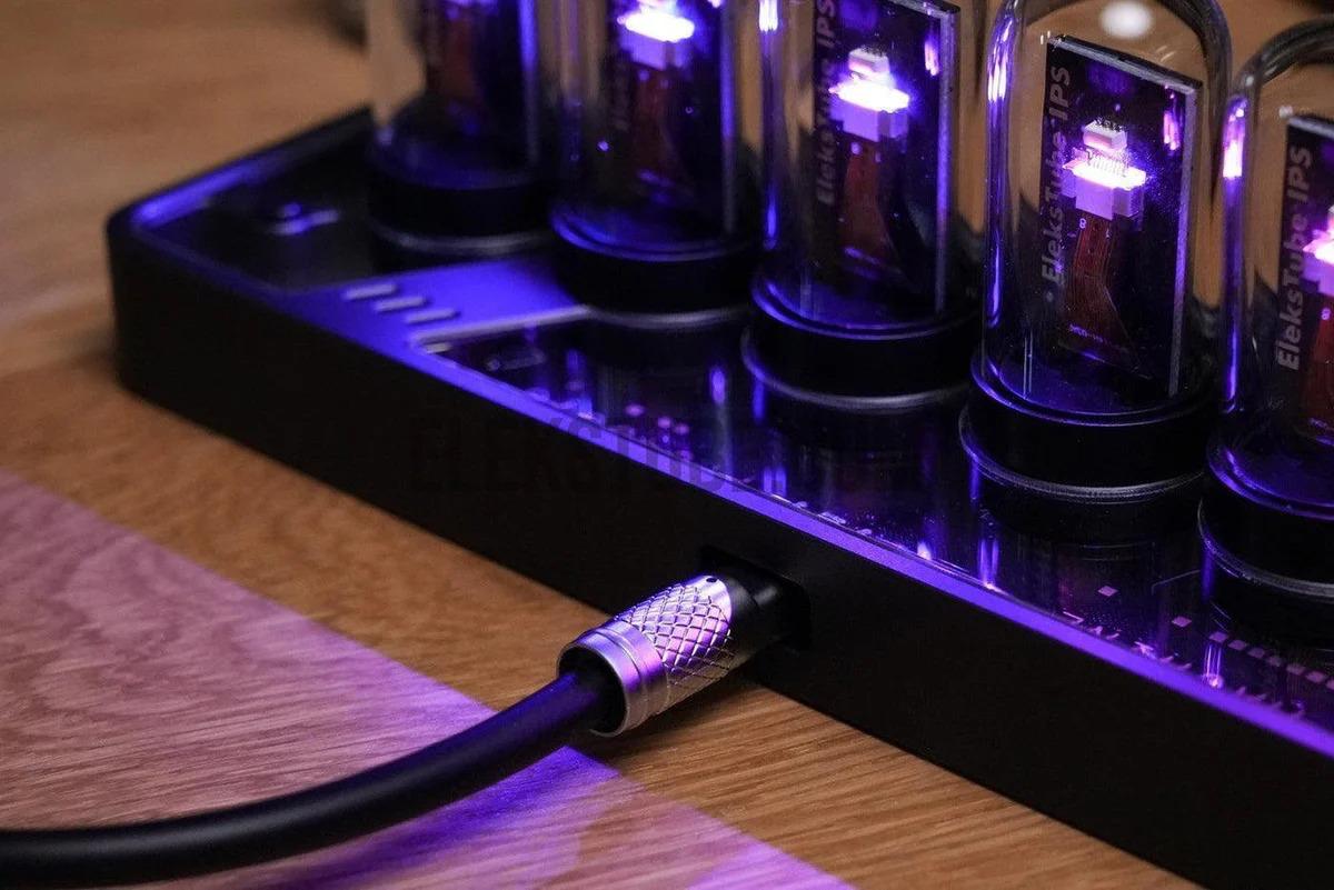 Tube Clock | Eleks IPS Digital Retro Clock | Customizable Nixie-Inspired Display | Type-C Powered | Multi-Face IPS Screens | Premium Black