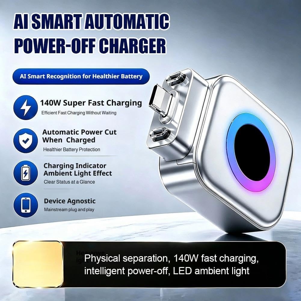 Auto Disconnect Adapter | 140W Fast Charging | Supports All type C Devices | Auto Stop