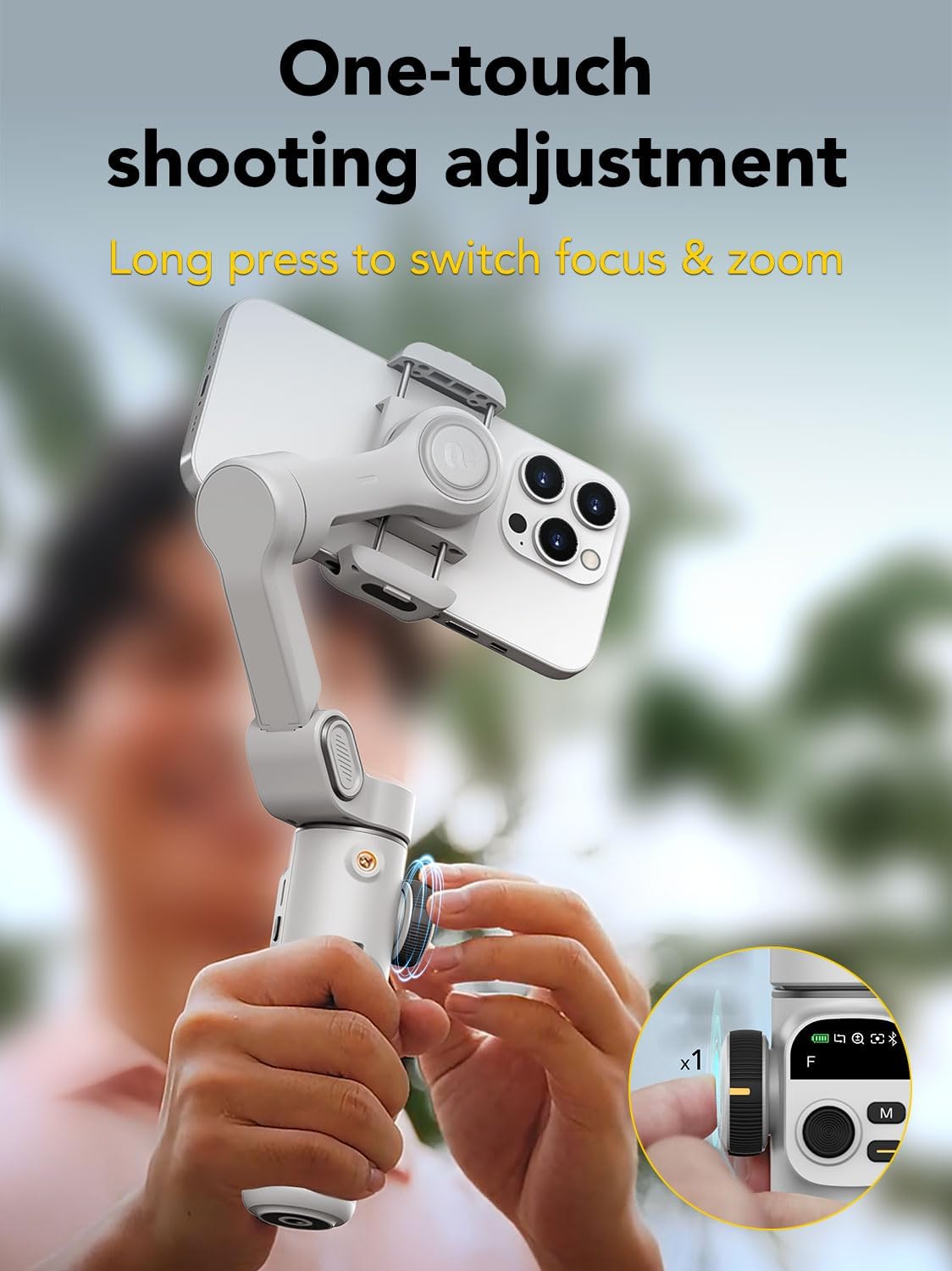 Smart Gimbal Stabilizer for MOBILE with OLED Display,White