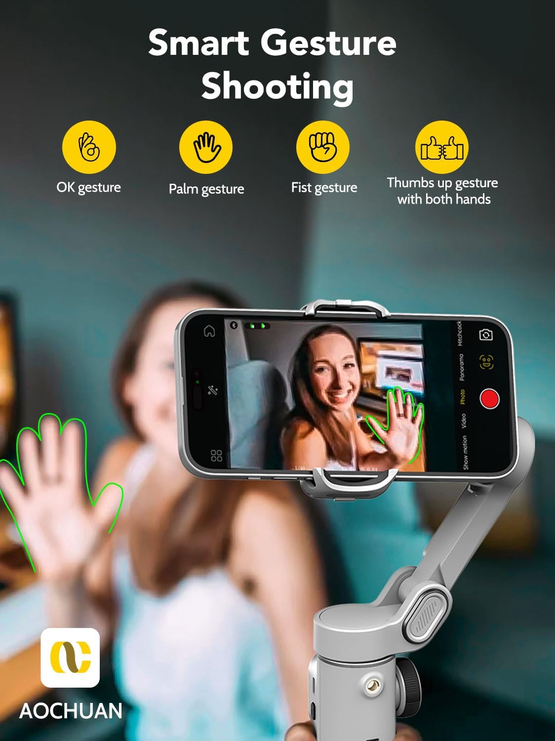 Smart Gimbal Stabilizer for MOBILE with OLED Display,White
