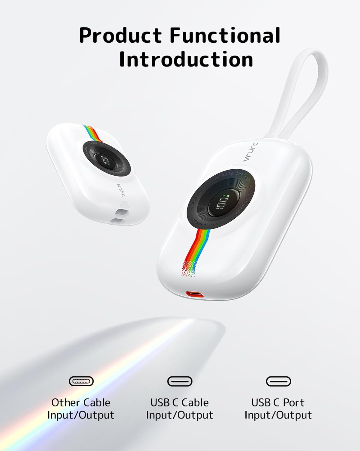 Camera like Power Bank | 10000mAh | InBuilt Dual Cables PowerBank