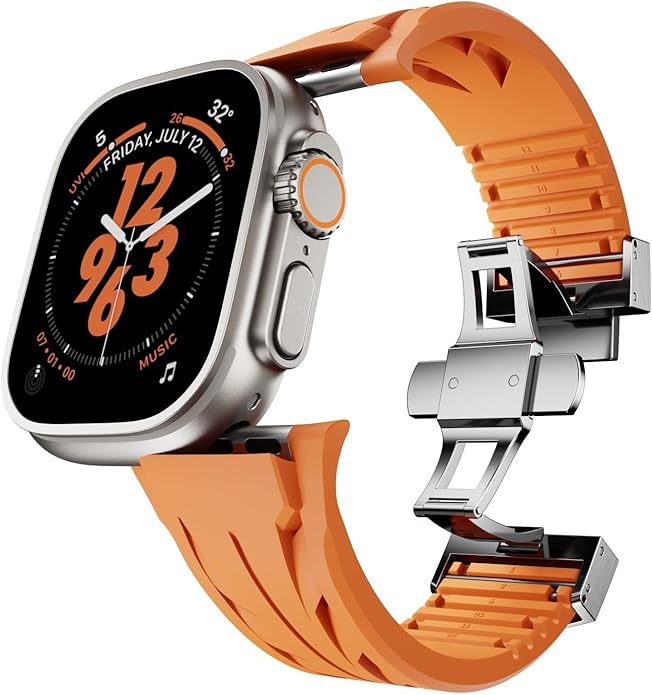 Stylish Silicon Strap with Butterfly "Silver Buckle" for iwatch 44/45/46/49MM