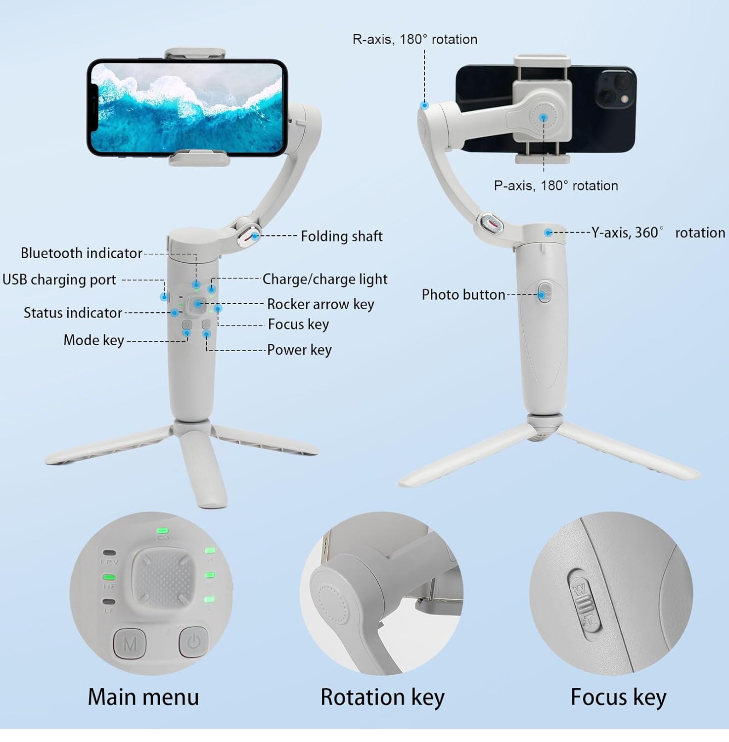 M1 Foldable 3-Axis Gimbal Stabilizer