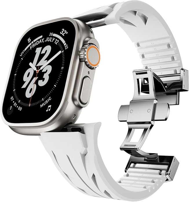Stylish Silicon Strap with Butterfly "Silver Buckle" for iwatch 44/45/46/49MM