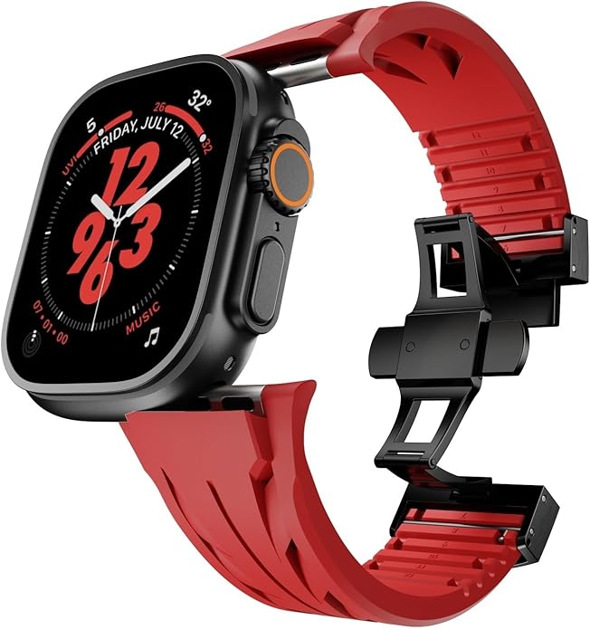 Stylish Silicon Strap with Butterfly "Black" Buckle for iwatch 44/45/46/49MM