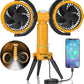 Portable High Speed Fan with 4 Speed | Inbuilt PowerBank | Dual Head | 360° Rotatable
