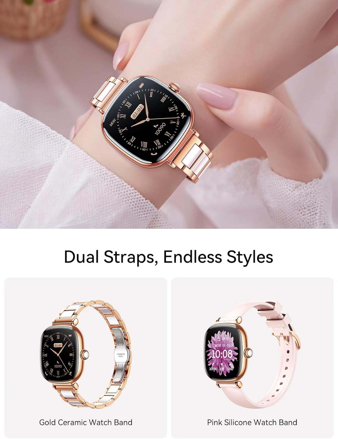 JOYROOM Lady Smart Watch for Women | Bluetooth Calling | AMOLED Display