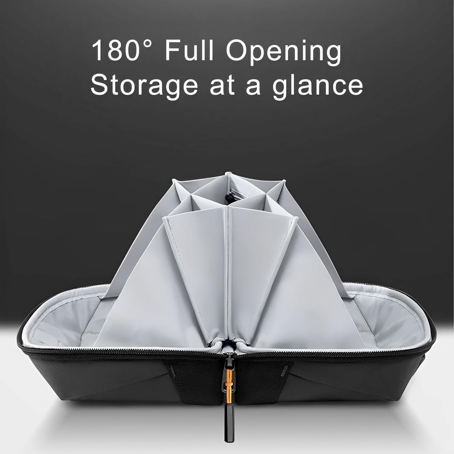 Tech Storage Bag | 23 Multi-Purpose Pockets | 180° Opening, Water Repellent, Heavy Duty, Business & Travel
