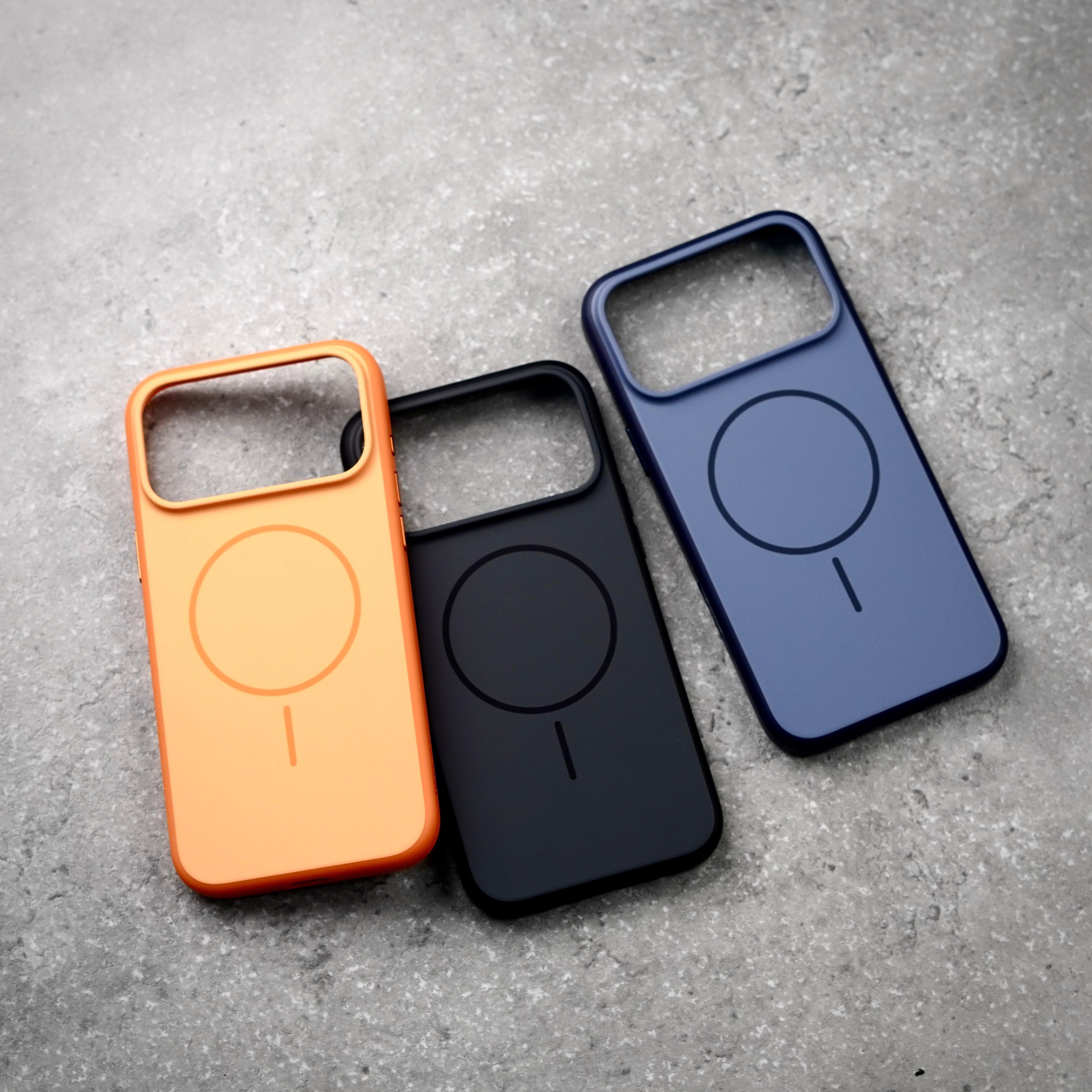 MagSafe Hard Matte Finish Case | with Action Button Support | Shockproof Slim Design | Soft Touch Texture | Available in Orange, Blue & Cream