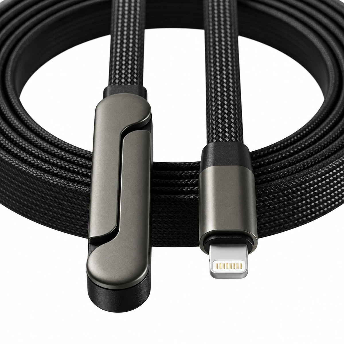 240W USB-C Braided Stand Cable | 1.5M Fast Charging Cable with Built-In Cable Organizer, Metal Connectors & Tangle-Free Design