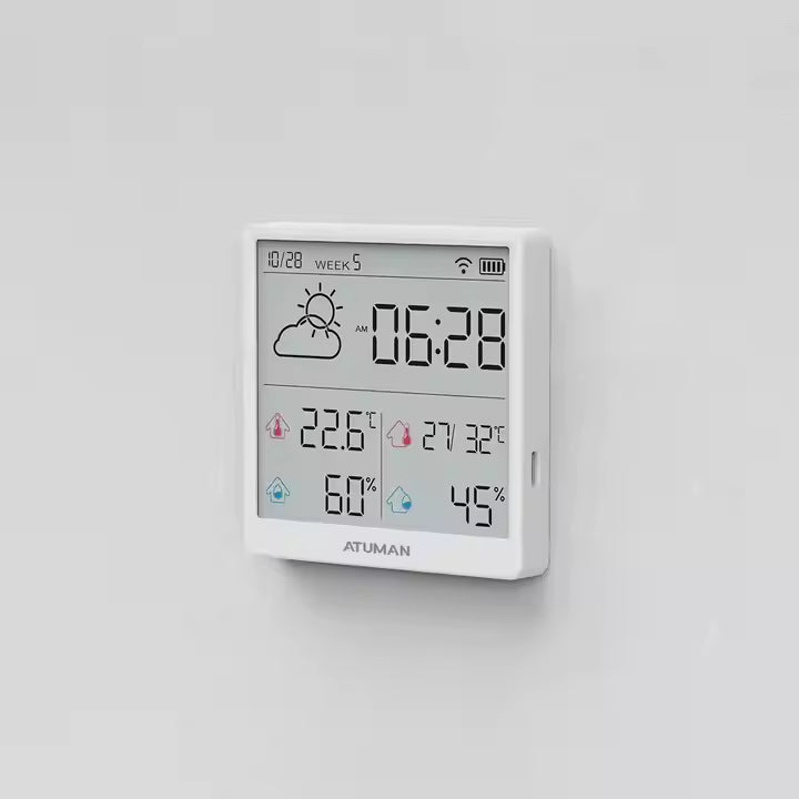 ATuMan TH3 Indoor Digital Thermometer | Temperature Humidity Meter| Clock for Home