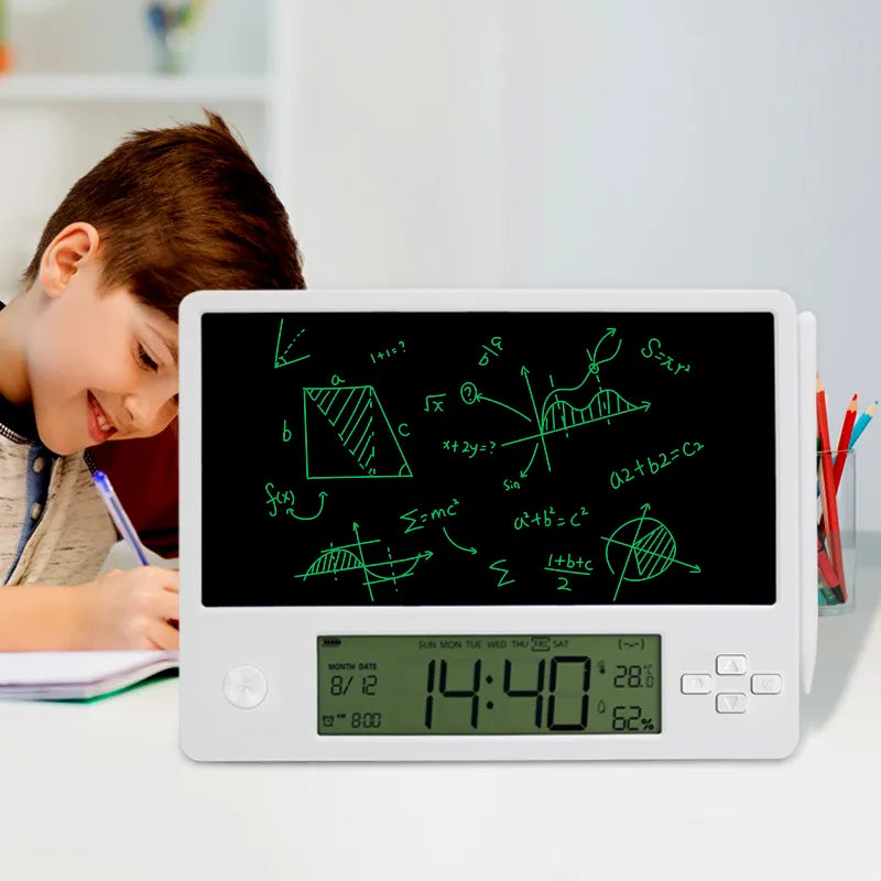 9 Inch LCD Writing Tablet with Clock | Temperature Humidity Display