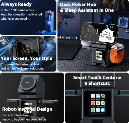 All in One Bot | 25W Wireless Charger, BT Speaker,Sleep Buddy