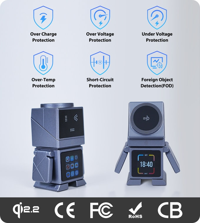 All in One Bot | 25W Wireless Charger, BT Speaker,Sleep Buddy