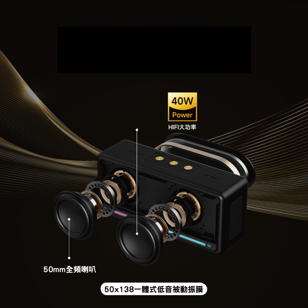 ROYQUEEN M5 Bluetooth Speaker | 40W Stereo Sound with Built-in Woofer