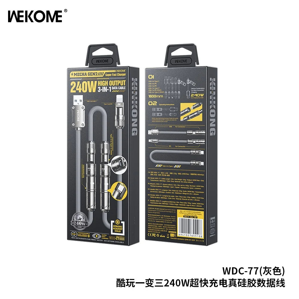 WEKOME 240W 6in1 Mecha Gen2 Cable | 6 Usage Types | All Mobiles & Laptops