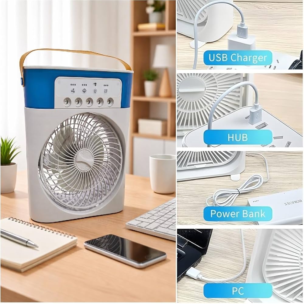 Portable Mist Cooler Fan | with Water Spray | Desk, Home & Office