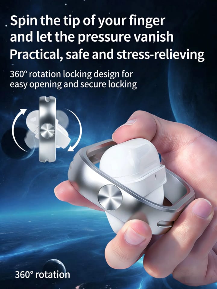 Rotating Protective Case Compatible with AirPods Pro 3 | Silver and Metallic Frame, Wireless Charging | Shockproof Earbud case.