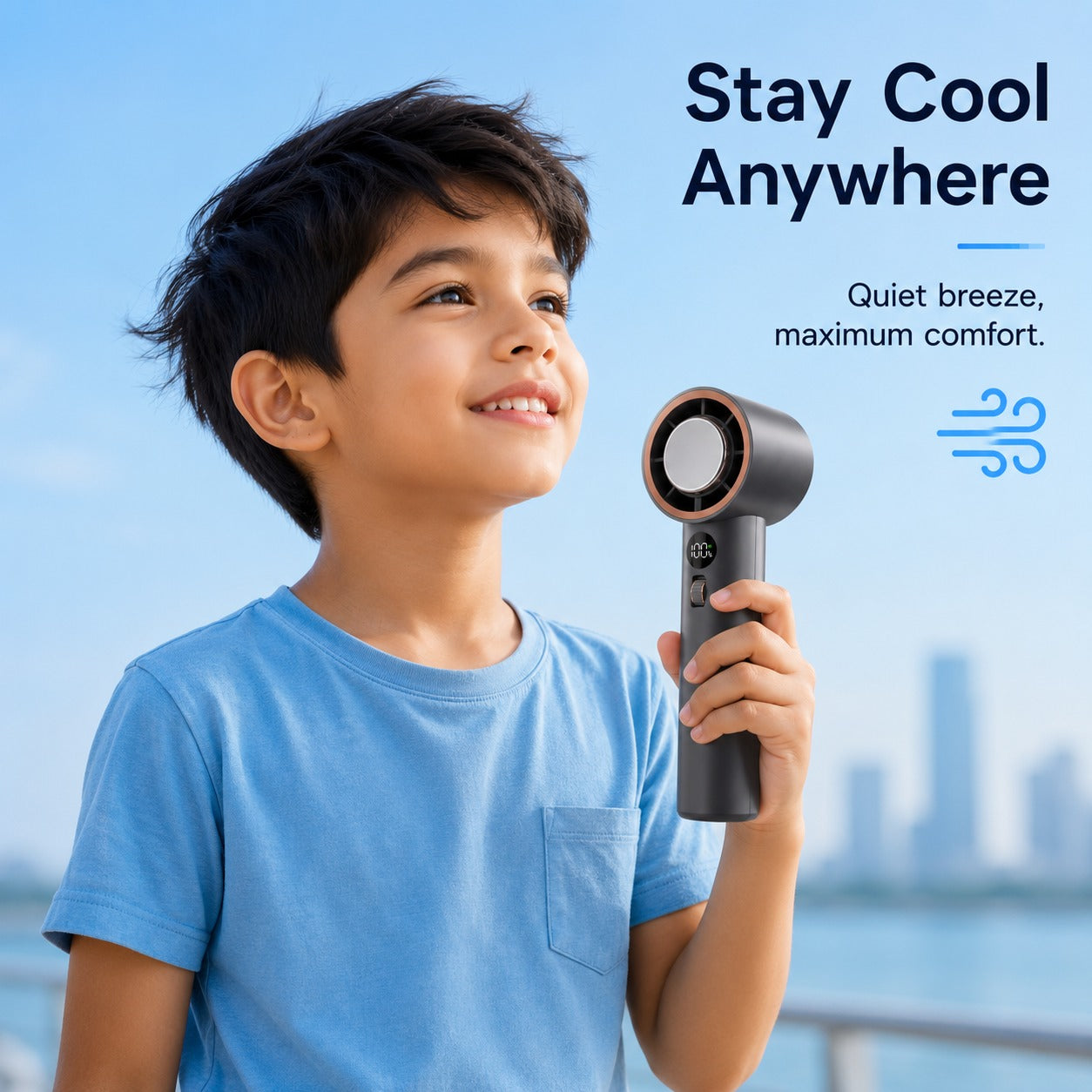 Portable Handheld Freezing Fan – 3600mAh Rechargeable Turbo Cooling Fan with Digital Display