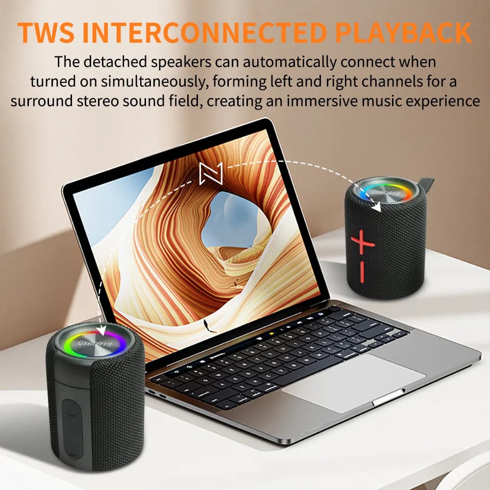 Dual Bluetooth Wireless Speakers | Portable Stereo Sound with RGB Lights