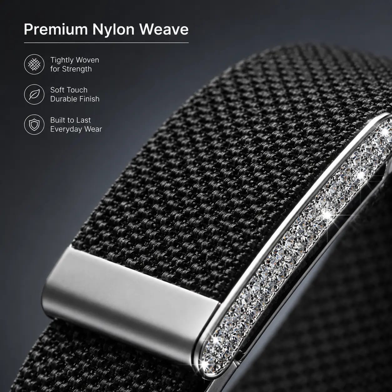 Elastic Nylon WOOP band with Rhinestone Buckle Compatible with Both 5.0MG & 5.0PEAK