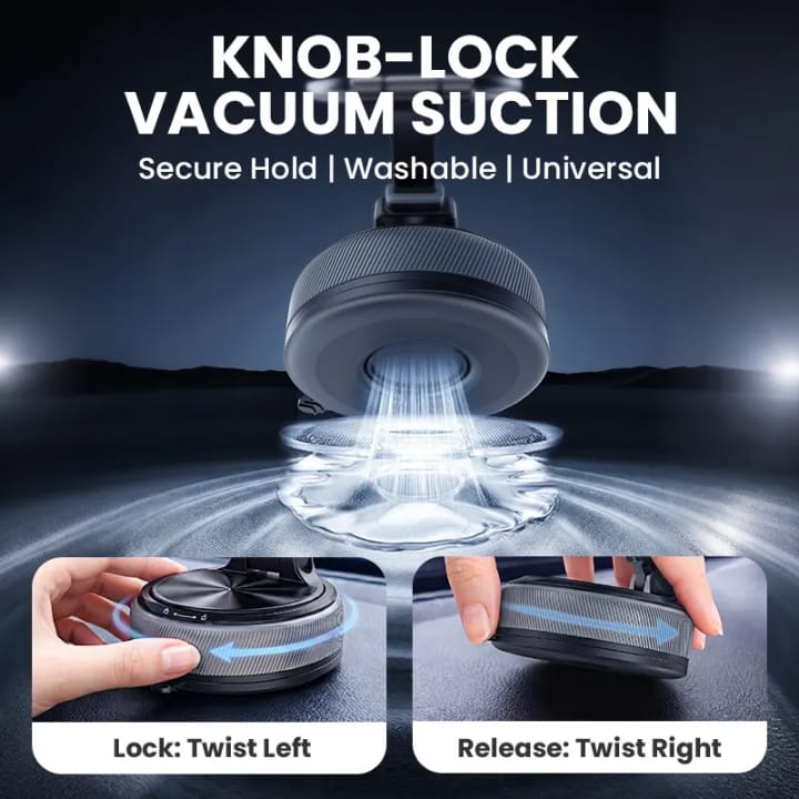 Foldable Car Mount, 360 degree Rotating Phone Holder, Detachable Ring- Compact Storage, Adjustable Viewing Angle, Stable Placement, Detachable Ring Grip, Easy Daily use