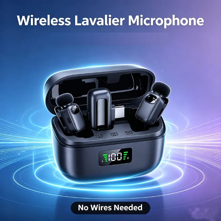 mini Wireless Lavalier Microphone for Android/PC/Tablets with Charging Case, Third-Level Noise Reduction, 30H Battery Life, Lapel Microphone Wireless for Video Recording vlogging, Interview