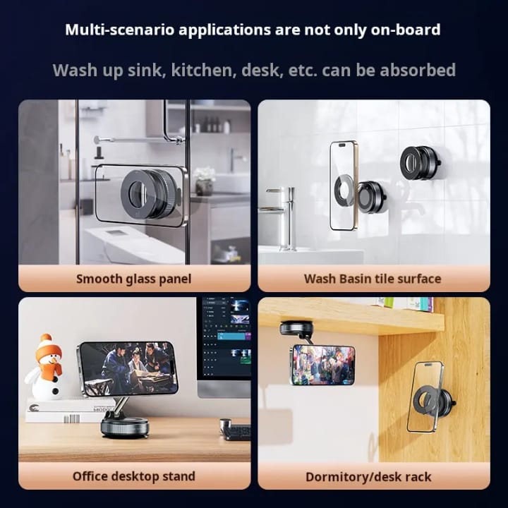 Magnetic Mobile Phone Holder, 360° Rotating Dashboard Mobile Mount, Universal Magnetic Mobile Holder with Metal Ring for iPhone, Android & All Smartphones