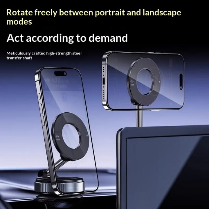 Magnetic Mobile Phone Holder, 360° Rotating Dashboard Mobile Mount, Universal Magnetic Mobile Holder with Metal Ring for iPhone, Android & All Smartphones