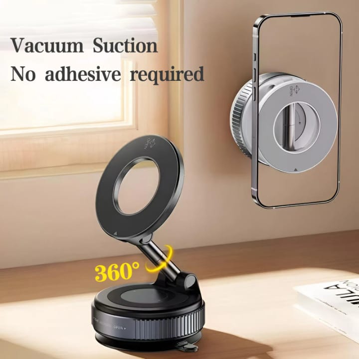 Magnetic Mobile Phone Holder, 360° Rotating Dashboard Mobile Mount, Universal Magnetic Mobile Holder with Metal Ring for iPhone, Android & All Smartphones
