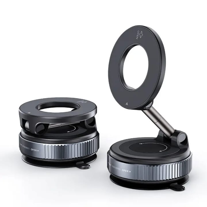 Magnetic Mobile Phone Holder, 360° Rotating Dashboard Mobile Mount, Universal Magnetic Mobile Holder with Metal Ring for iPhone, Android & All Smartphones
